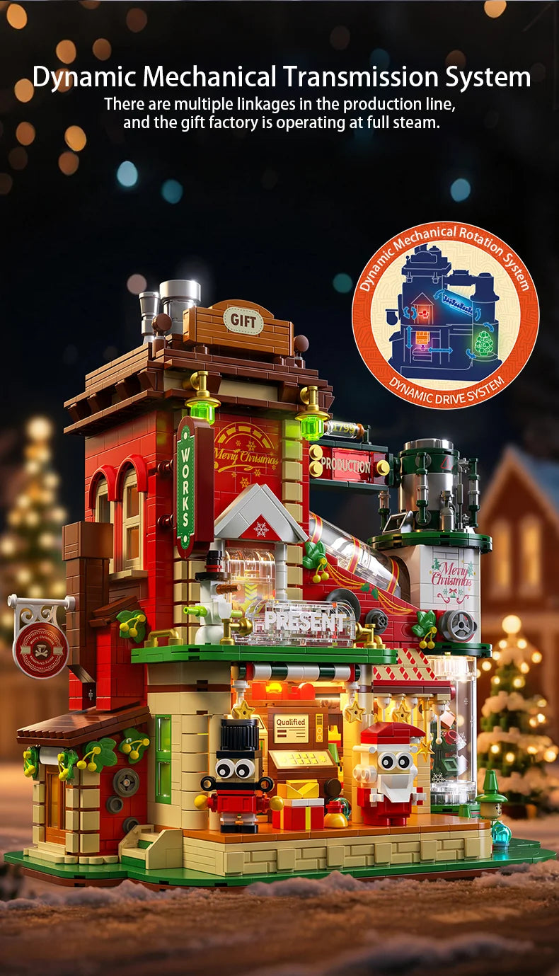 2782 PCS Christmas DIY Building Blocks Sets Ornaments Construction Blocking Factory Model Toys For Children Gifts with Led Light