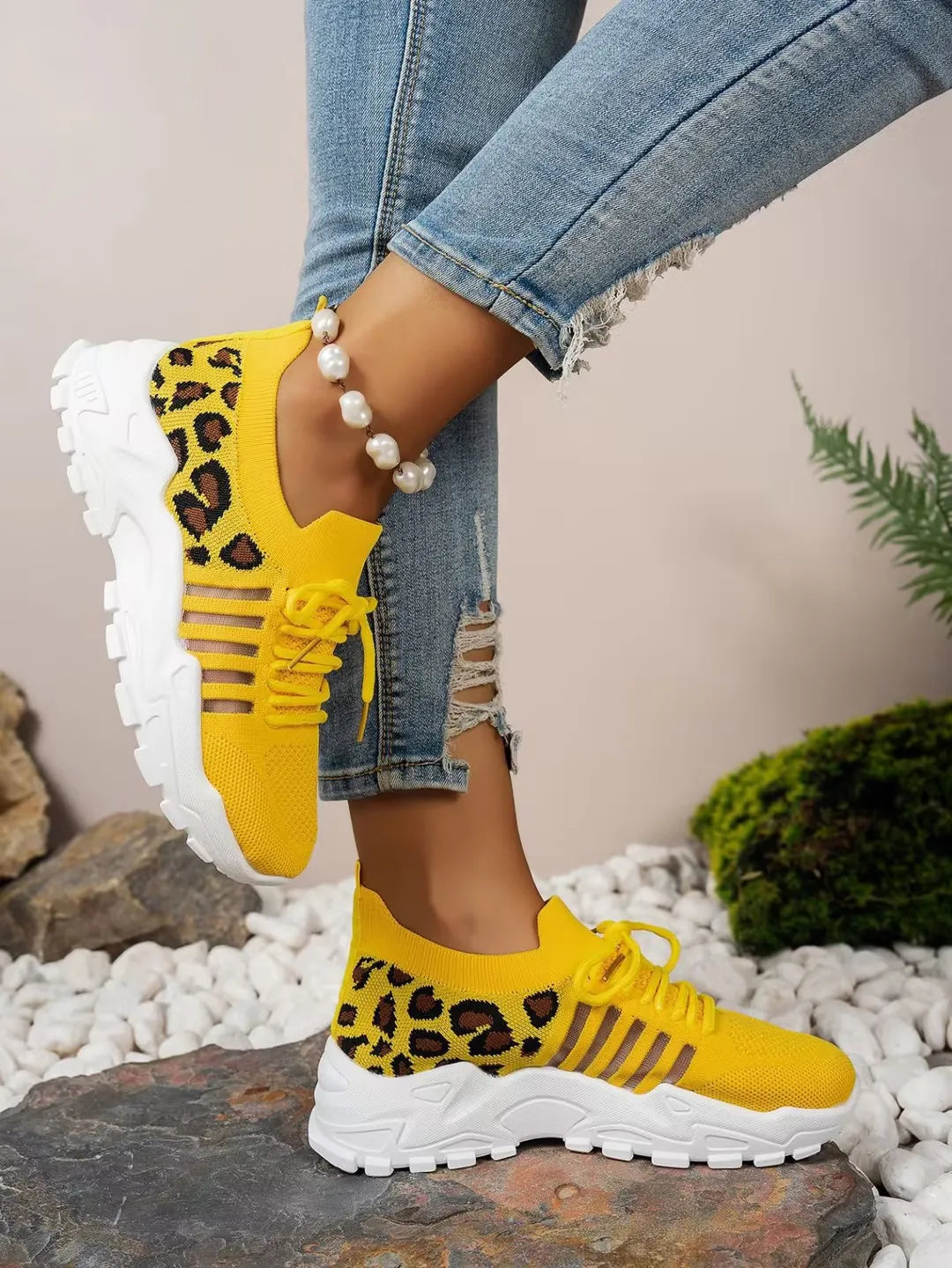 Women’s Leopard Print Slip-On Sneakers – Lightweight Canvas