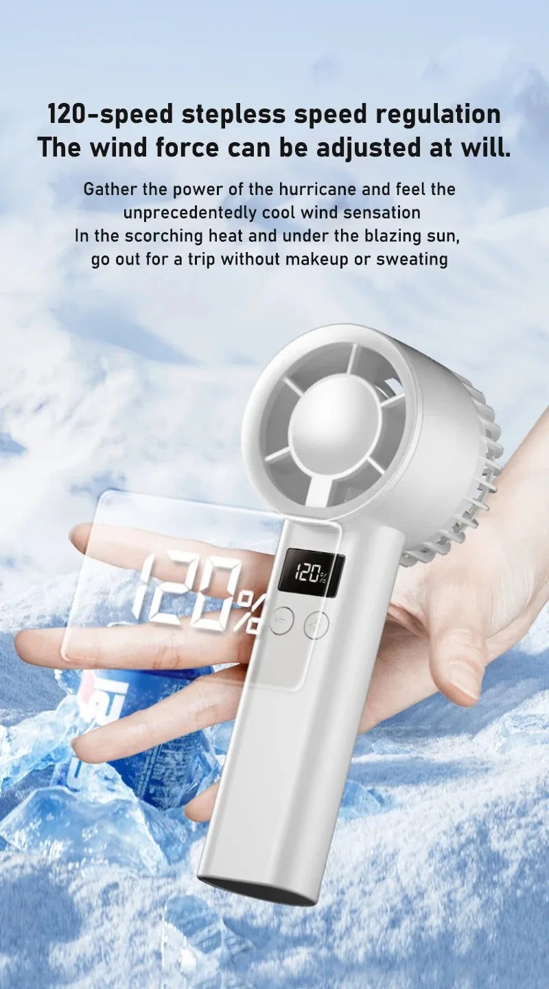 120 Wind Speeds Bladeless Portable Hand Fan USB Rechargeable Mini Handheld High-Speed Personal Fan for Eyelash Makeup