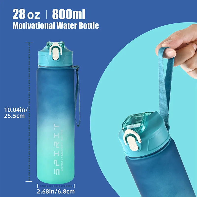 750ML Sports Water Bottle with Time-Tracking Straw Leak Proof Locking Flip Cover for Easy Carry Ideal for Outdoor Adventures