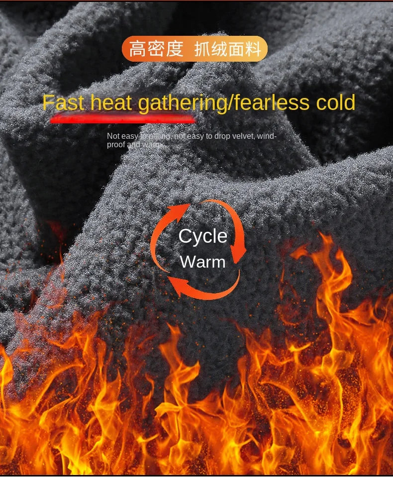 Winter Warm Cashmere Jacket Mens High-end Ski Fleece Iined Thickened Hoodie Coat Casual Womens Outdoor Camping Cold-proof Jacket