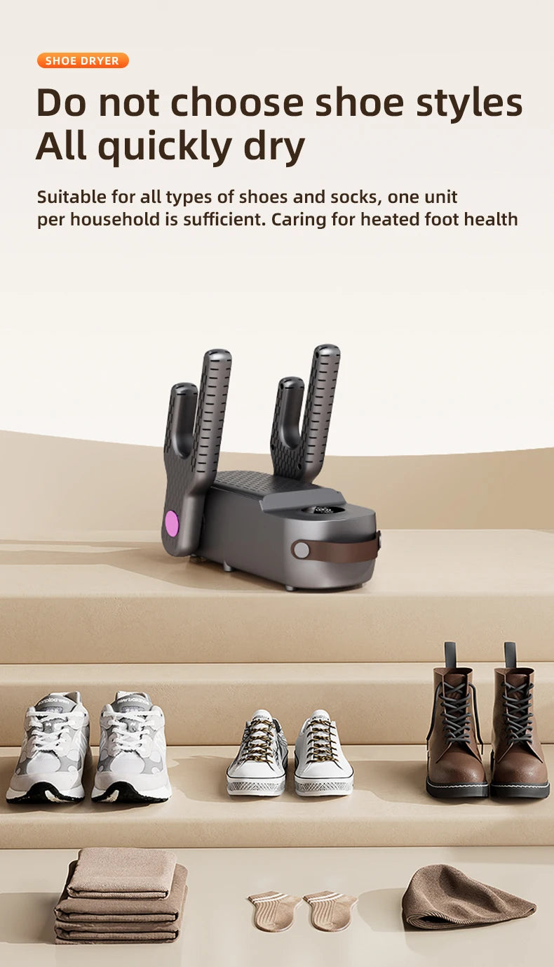 Shoe Dryer Boot Warmer UV Sterilizer Fast Drying Deodorizer Intelligent Timer for Boots Sneakers Home Use Portable Electric