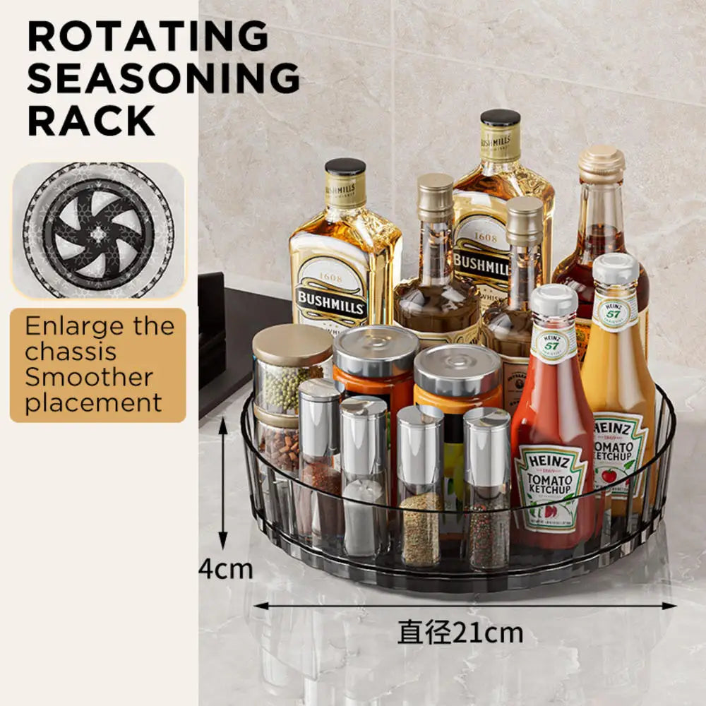 Rotating Tray Spice Rack Pantry Cabinet Turntable With Base Storage Bin Kitchen Organizer For Seasoning Cosmetic Storage Box