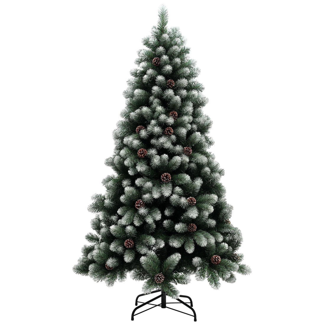 HOMCOM 6ft Artificial Pine Christmas Tree with Pinecones, Steel Base