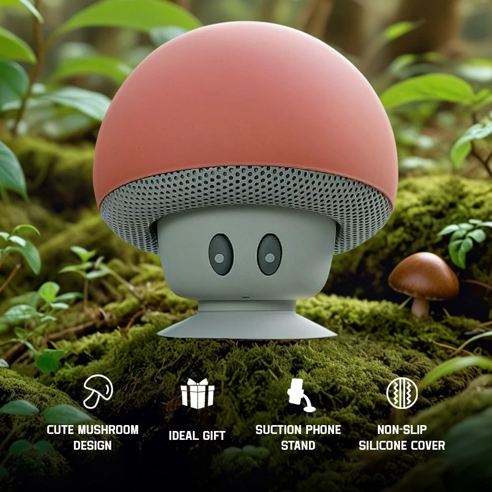 Mini Mushroom Bluetooth Speaker Waterproof Suction Cup Portable Speaker with HD Bass Creative Cartoon Gift for Bathroom Outdoor