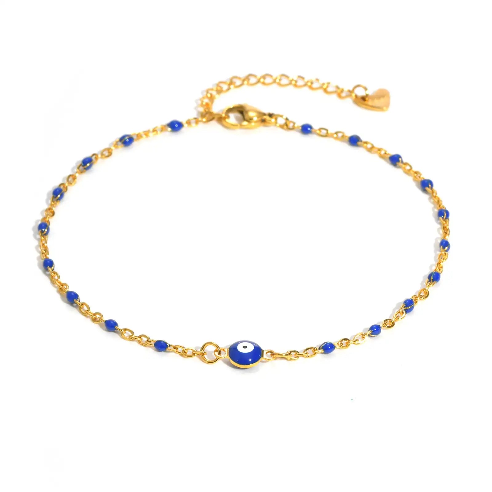 Vintage Lucky Evil Eye Anklet Bracelet for Women, Blue Eye Beaded Chain Stainless Steel Foot Anklets, Waterproof Jewelry on Leg