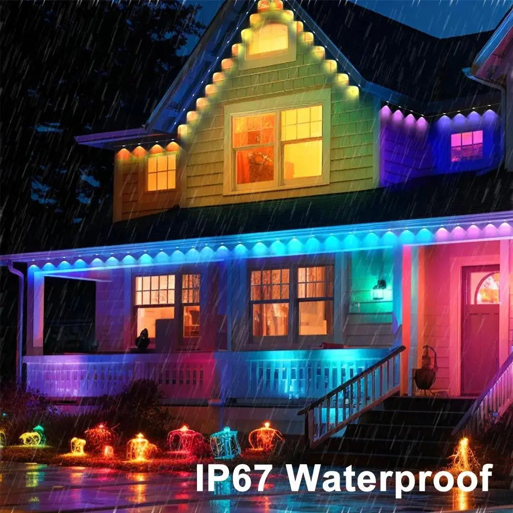 20M Permanent Outdoor Lights Smart RGBIC LED Eaves Lights with App/Remote Control Full House Flashing Lighting Christmas  Decor
