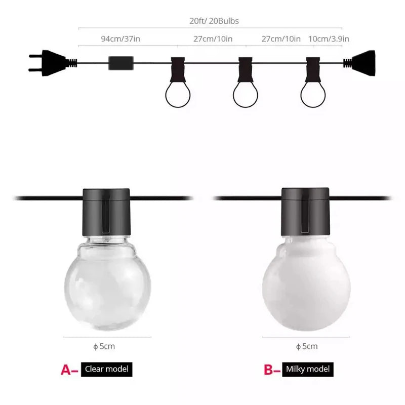 G50 Globe Bulb LED Fairy String Light Outdoor Lights Street Wedding Garden Patio Christmas Decoration Light