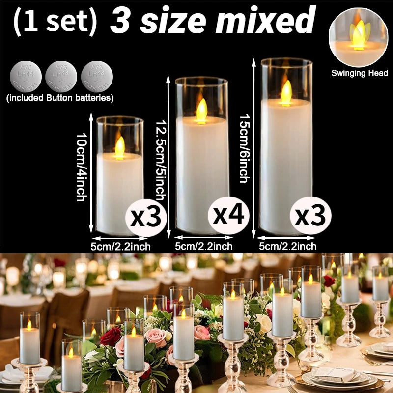 10-180PCS Wedding Led Candles Artificial Candles Led Flickering Flameless Candles with Batteries Operated Home Decor Acrylic Cup