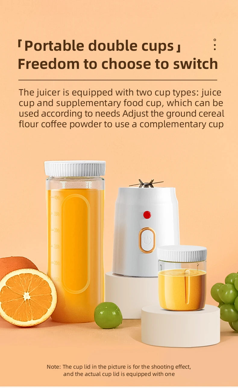 Portable Electric Blender 40W USB Rechargeable Cordless Juicer High Powerful Juicer Cup For Smoothie Milkshake Juice Food