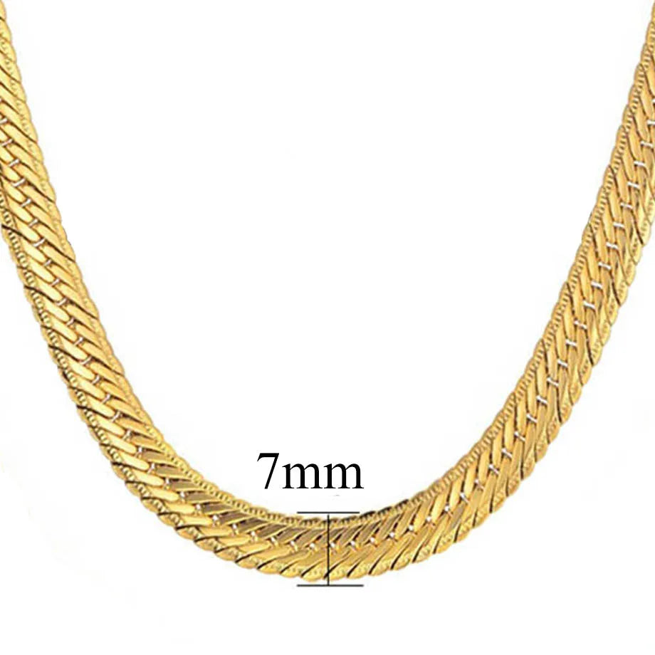 Hiphop Gold Chain For Men Hip Hop Chain Necklace 8MM Gold Color Curb Long Chain Necklaces Men's Jewelry Colar Collier