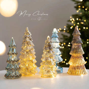 Portable Christmas Tree Night Light | 100% Cordless for Bedroom Desk | Battery Not Included | Romantic Xmas Decor Gift