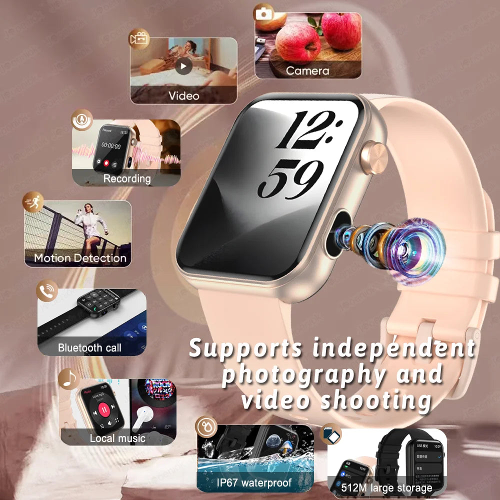 Camera Smart Watch with Video, BT Call & Health