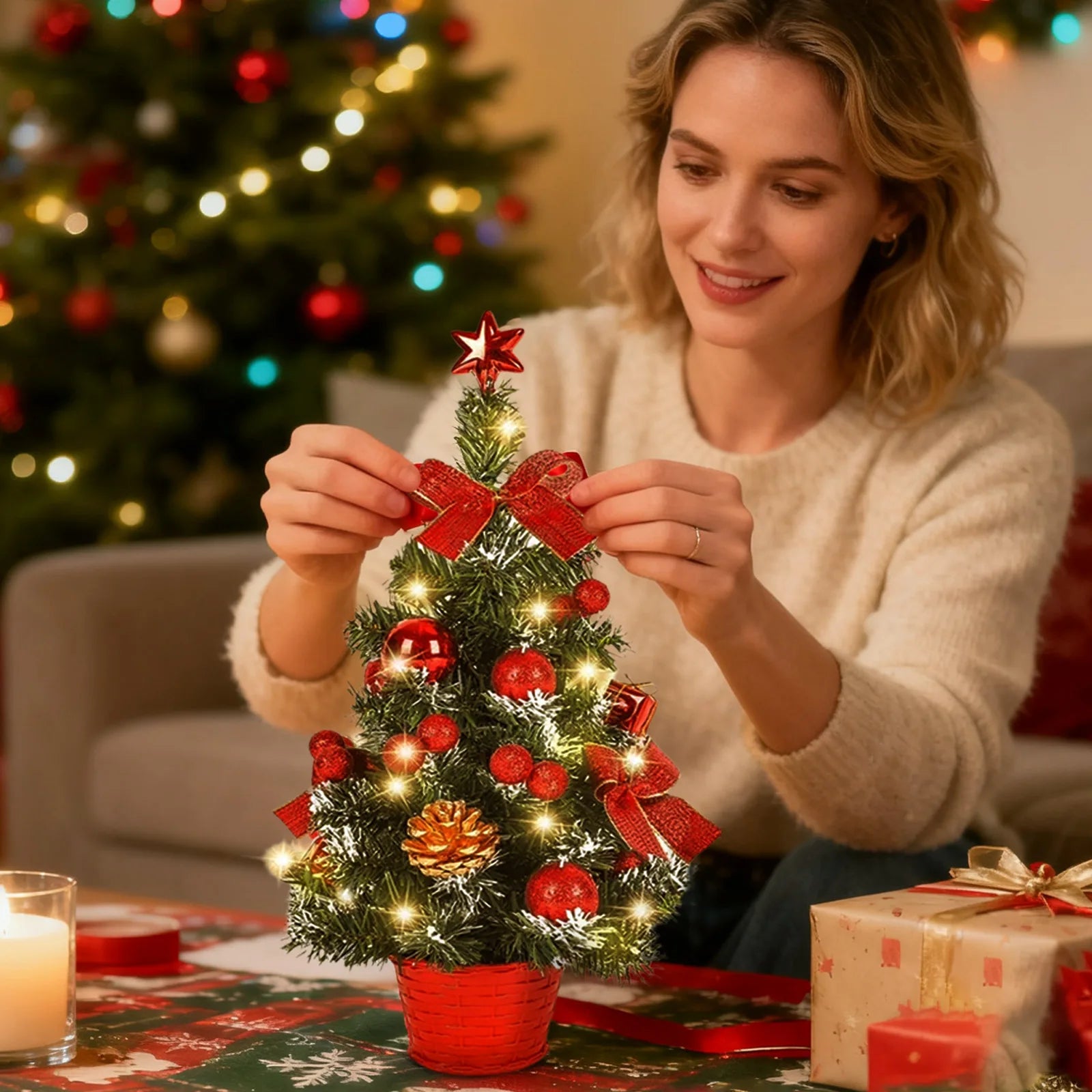 40cm Christmas Tree With Lights Mini Christmas Tree Desktop Christmas Tree Desktop Decorations New Year Party Decoration Navidad