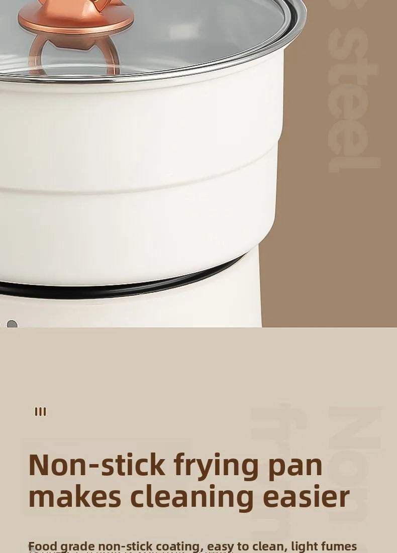 Electric Cooker 110V/220V Cooking Pot Foldable Hotpot 1.6L Portable Multi cookers Split Type Rice Cooker Frying Pan Home Travel