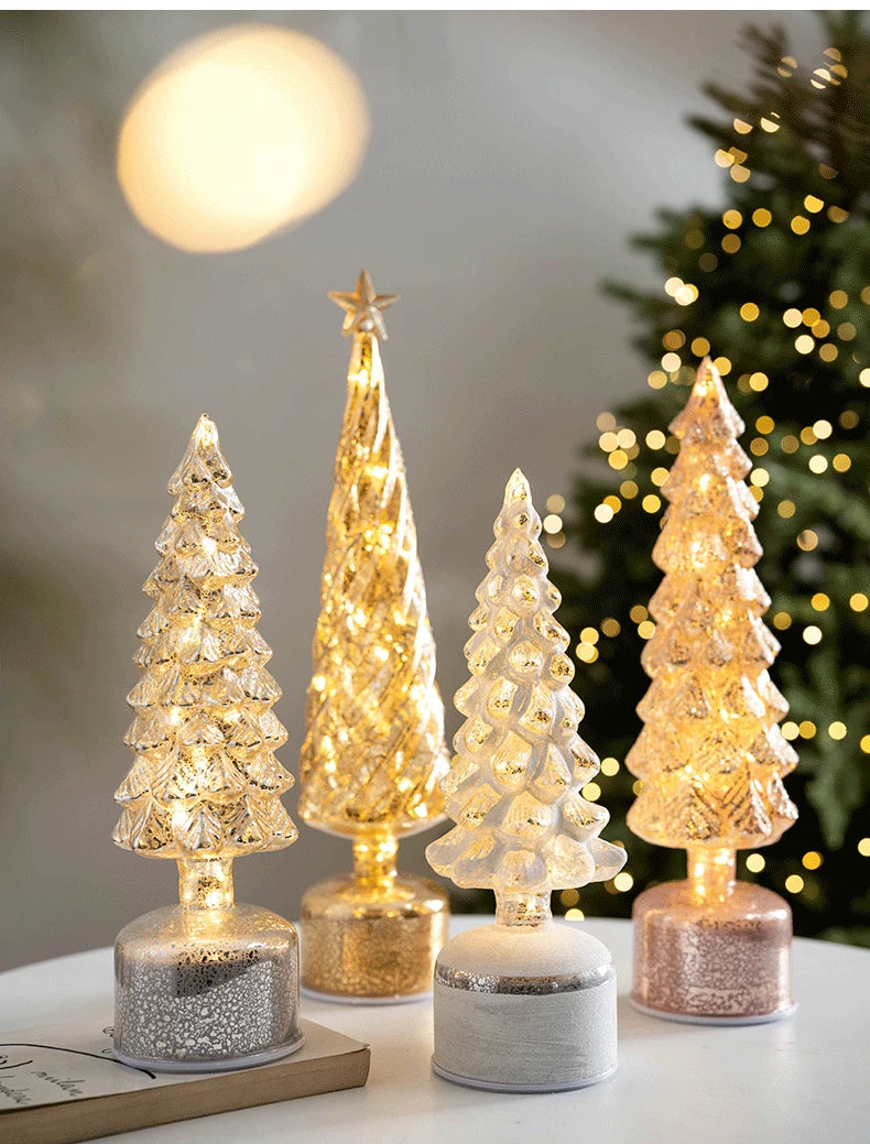 Portable Christmas Tree Night Light | 100% Cordless for Bedroom Desk | Battery Not Included | Romantic Xmas Decor Gift