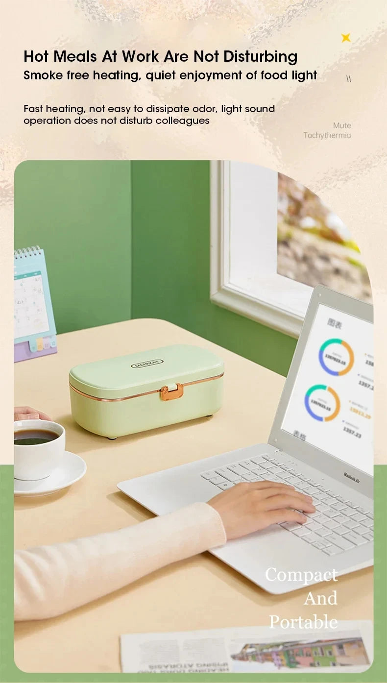 Electric Lunch Box Portable Food Warmer Water Free Bento Box Stainless Steel Food Warmer Office Food Lunch Box Electric Heater