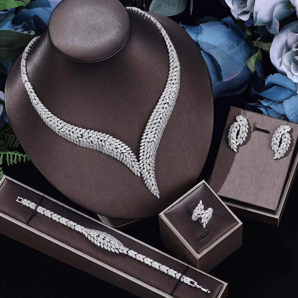 2023 Hot Selling Cubic Zirconia Bridal Wedding Jewelry Set Bridal 4-piece Set Women's Jewelry Set Jewelry Brand Reproduction