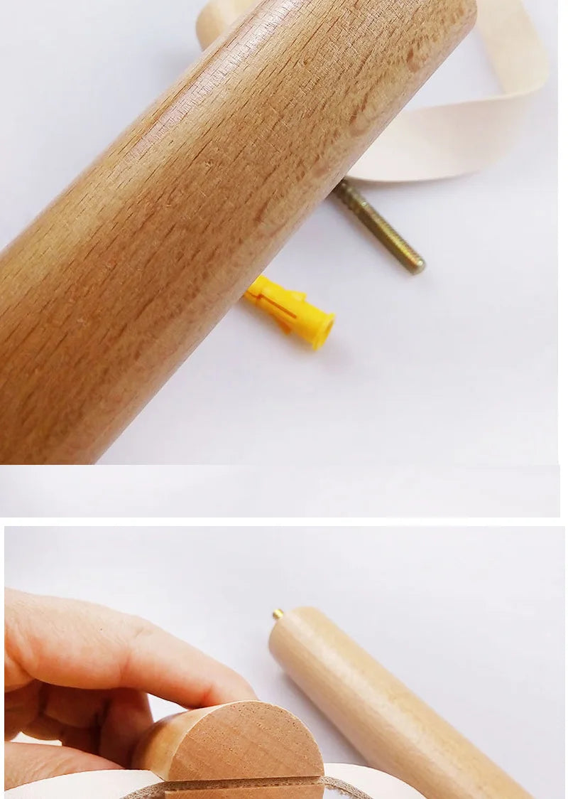 Kitchen Vertical Tissue Holder Tilet Wooden Wall Paper Roll Holder Creative Nordic Bathroom Perforated Tissue Holder