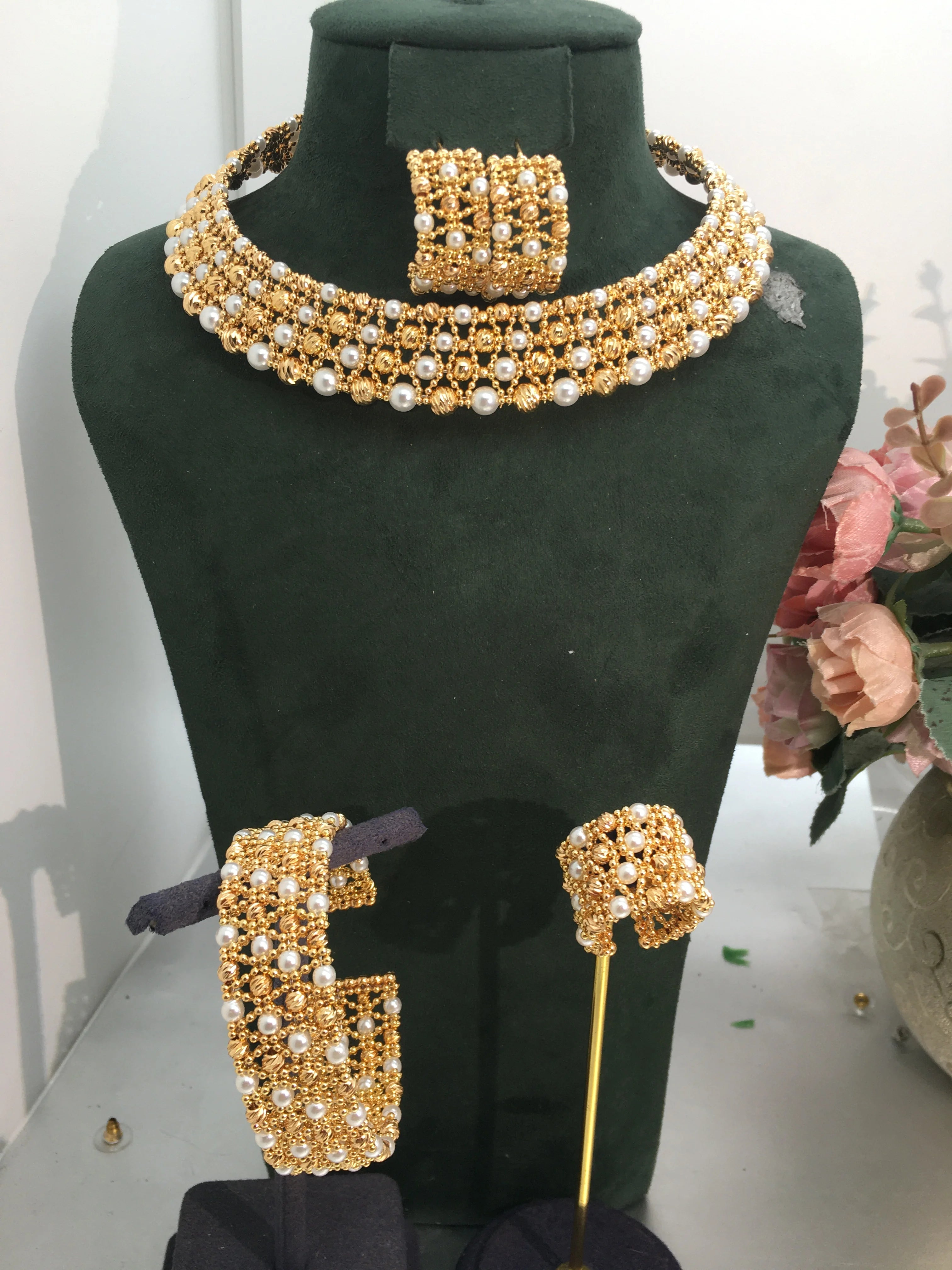 ACCKINGTrendy Fashion2 PCS Luxury Waterdrop Indian Jewelry Sets For Women Wedding Party Indian Dubai Bridal jewelry Set