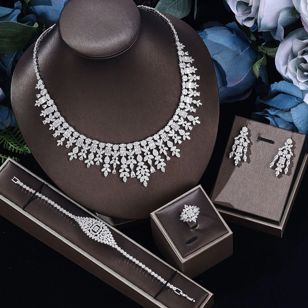2023 Hot Selling Cubic Zirconia Bridal Wedding Jewelry Set Bridal 4-piece Set Women's Jewelry Set Jewelry Brand Reproduction