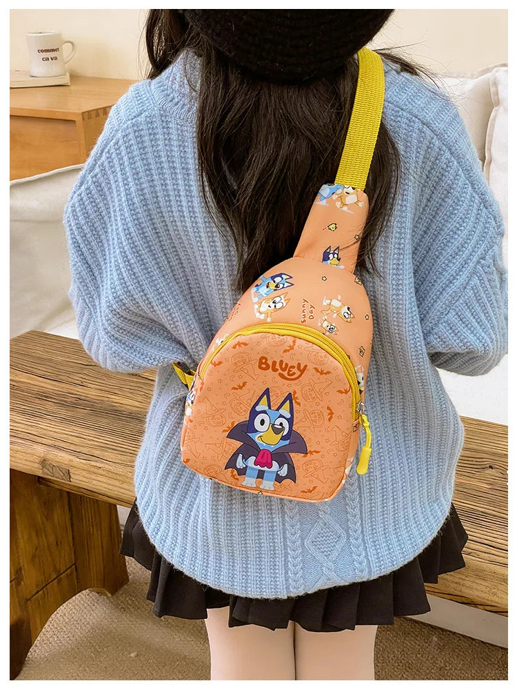 Bingo Friends Children's Bag Cute Bluey Family kids Chest Bag Kindergarten Cartoon Light Crossbody Bag Halloween Christmas gift