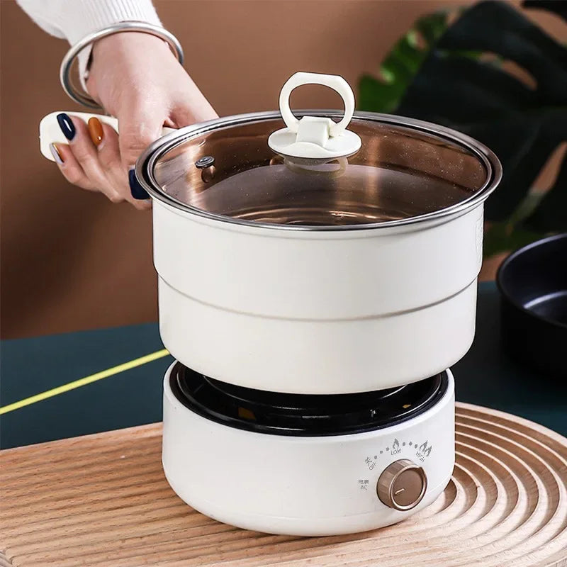 Electric Cooker 110V/220V Cooking Pot Foldable Hotpot 1.6L Portable Multi cookers Split Type Rice Cooker Frying Pan Home Travel