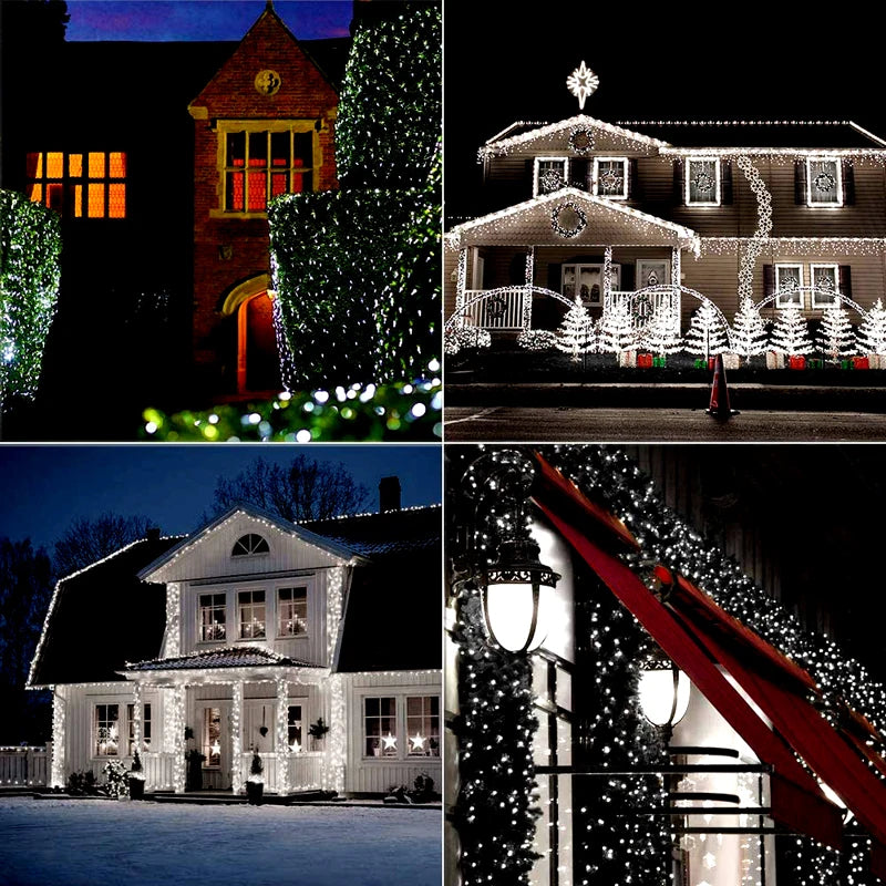 Outdoor LED Solar Fairy String Lights Waterproof Garden Decoration Garland 8Modes Copper Wire Light For Street Patio Christmas