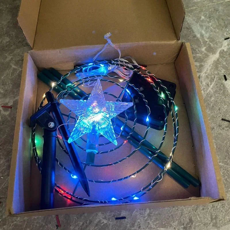 Solar Christmas TreeOutdoor Stand Garden LED Ground Lamp String Saterproof IP65 Star Lantern Decorative Home Decor