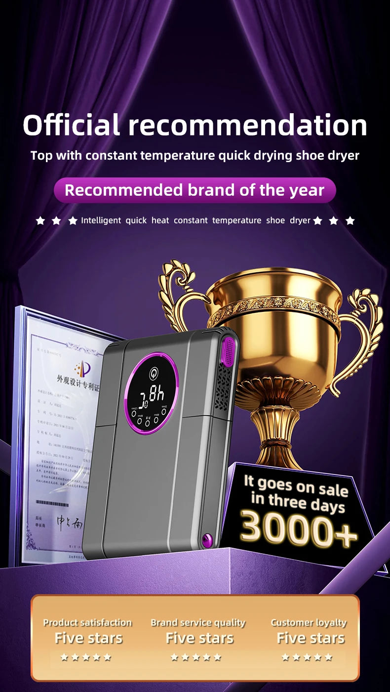 Foldable Electric Shoe Dryer  Deodorizer Sterilizer for Boots Sneakers Portable Smart Display Timer Control Travel Home Gym