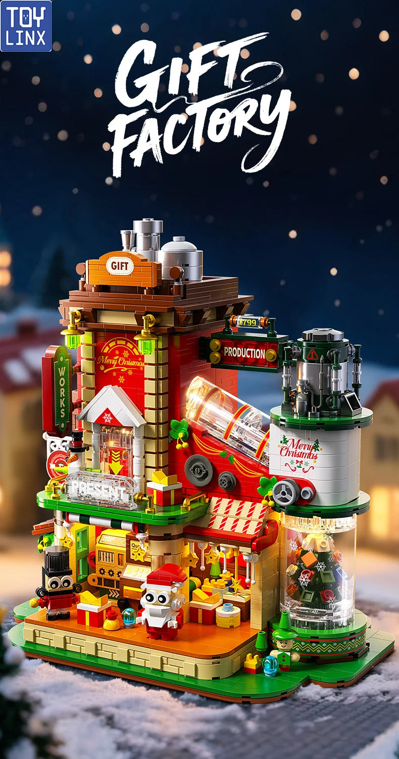 2782 PCS Christmas DIY Building Blocks Sets Ornaments Construction Blocking Factory Model Toys For Children Gifts with Led Light