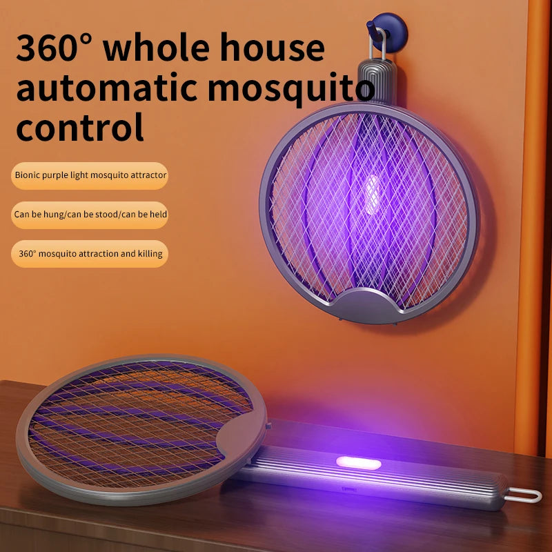Foldable Electric Mosquito Swatter Safety Mesh USB Rechargeable Child Lock Portable for Travel Camping Indoor Outdoor Zapper