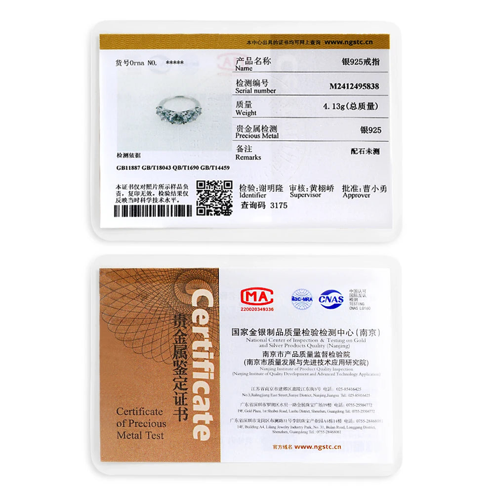 4Carat Moissanite Diamond Engagement Ring with Certificates 925 Sterling Silver Three-Stone Wedding Band for Women Fine Jewerlry