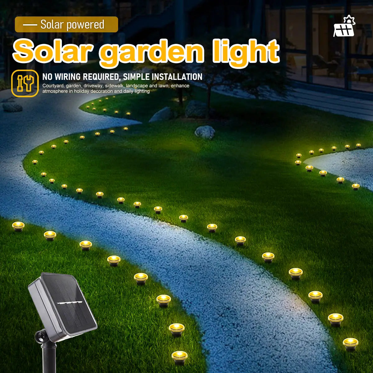 LED Solar Lights 8 Modes Outdoor Solar Garden Lights Waterproof Lawn Pilot Lamps for Trails Camping Yards Decorative Lighting