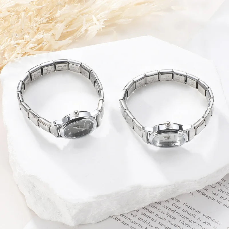 Men Women Stainless Steel Simple Watch Fit 9mm Bracelet For Student Friend Wife Birthday DIY Fashion Jewelry Gifts Dropshipping