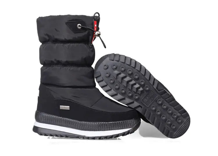 Winter thick women's snow boots Warm Plush Mid-calf Boots Non slip Waterproof  Platform Snow Boot Casual Female White shoes