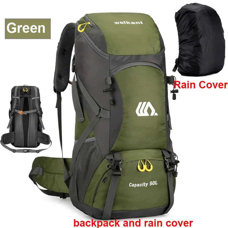 50L Waterproof Hiking Backpack with Shoe Pocket