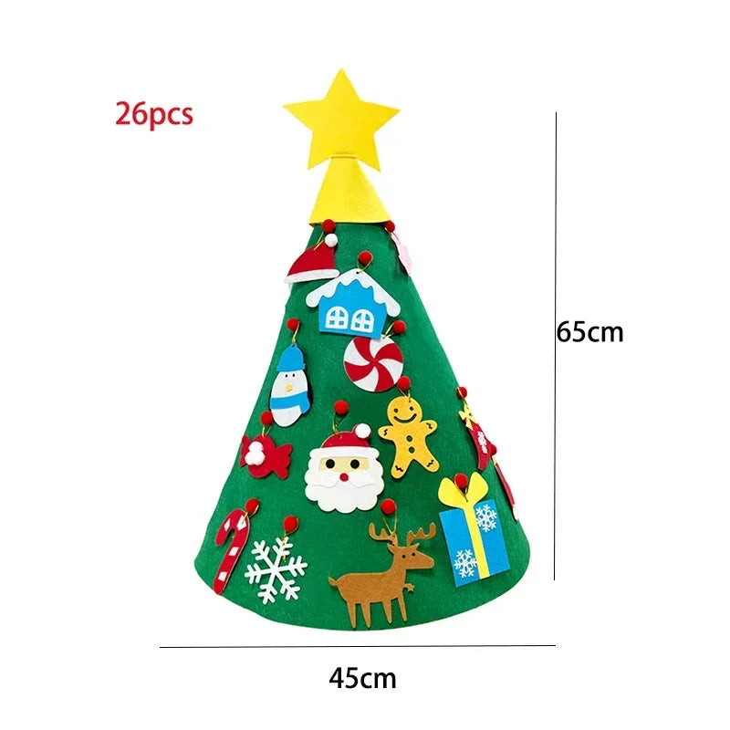 DIY Felt Christmas Tree Christmas Decoration for Home Navidad 2022 New Year Christmas Ornaments Santa Claus Xmas Kids Gifts