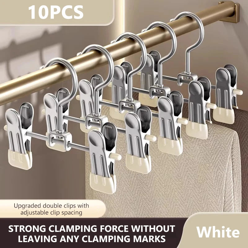 Stainless Steel Multi-Functional Clothes Hanger Clips – Wardrobe Organizer