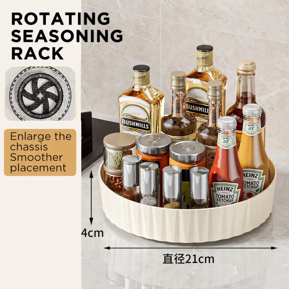 Rotating Tray Spice Rack Pantry Cabinet Turntable With Base Storage Bin Kitchen Organizer For Seasoning Cosmetic Storage Box