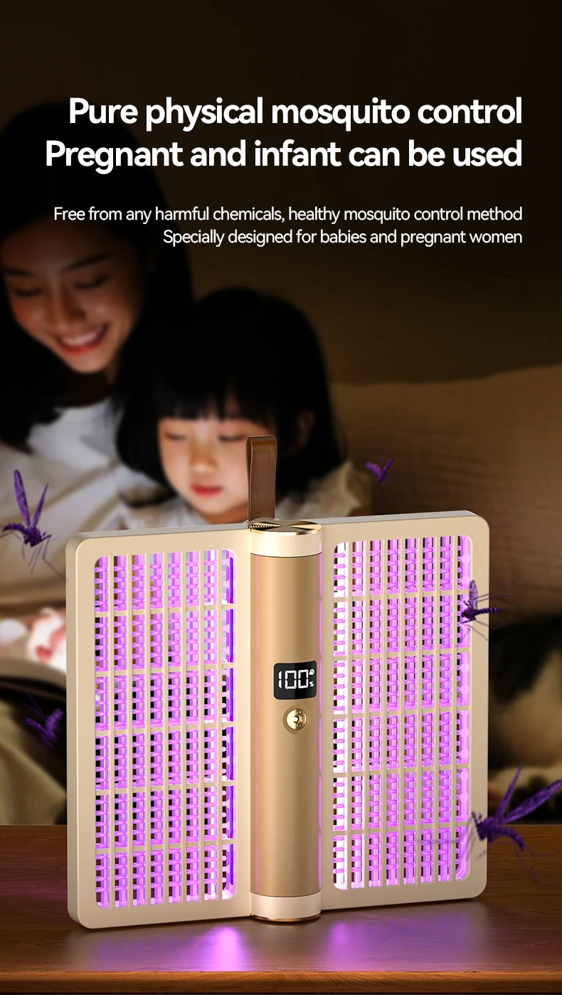 Electric Shock Mosquito Swatter Foldable Zapper Anti Mosquito Lamp Repellent Killer Rechargeable Portable Indoor Outdoor Use