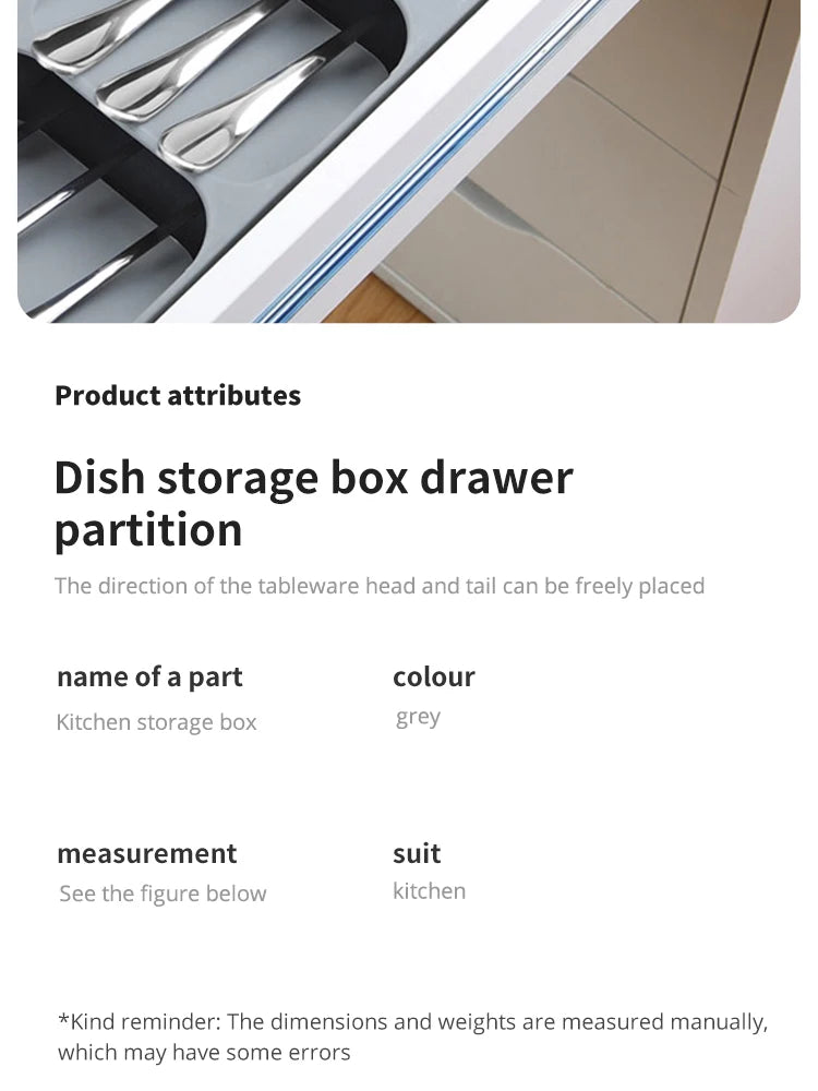 Kitchen Drawer Cutlery Storage Tray Knife Holder Spoon Forks Tableware Organizer Container For Spice Bottles Knives Block Rack