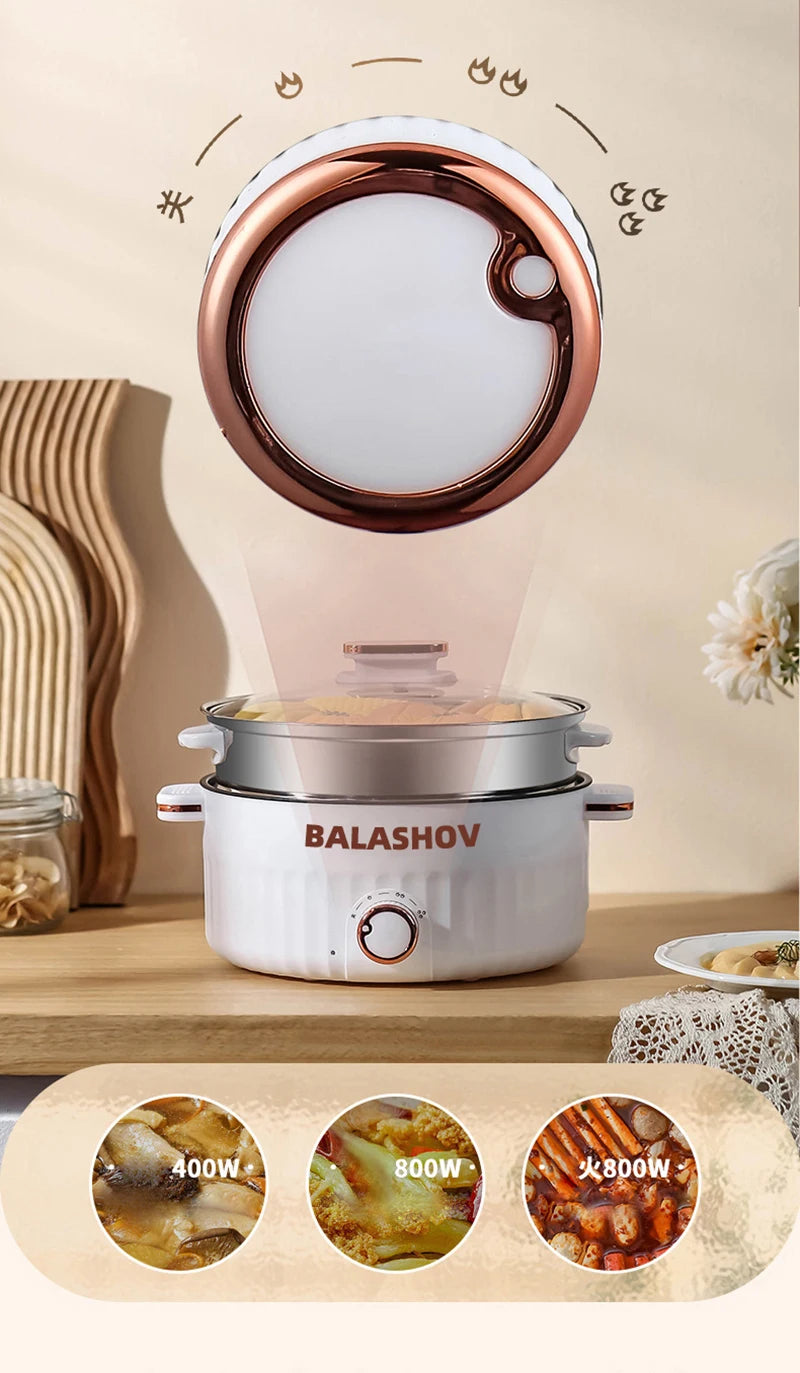 Electric Cooker Dormitory Multi Cooker Household for Hot Pot Cooking and Frying and Double Layer Soup Heater Pot Fry EU /US Plug