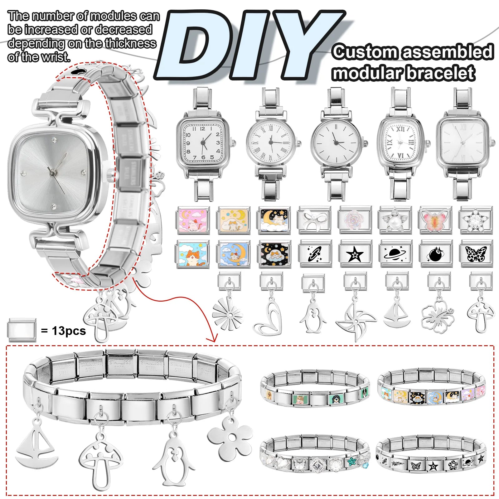 2025 New Fashion 1PC Men Women's Stainless Steel Round Simple Watch Bracelet Bangle For Friend Wife Birthday Gift DIY Jewelry