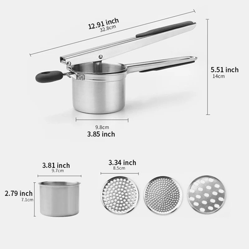 1PC stainless steel potato ricer with silicone handle and replaceable chassis potato mashers presses mashing mashed potatoes
