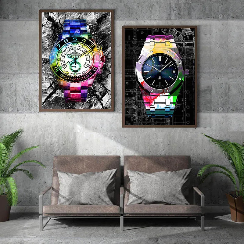 Abstract Luxury Watch Poster Printing, Fashion Watch Canvas Wall Art For Living Room, Office and Home Decoration