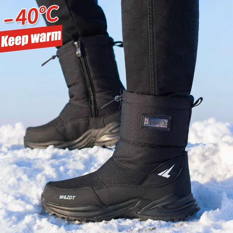 Men’s Winter Snow Boots – Waterproof Zipper Casual Outdoor Shoes