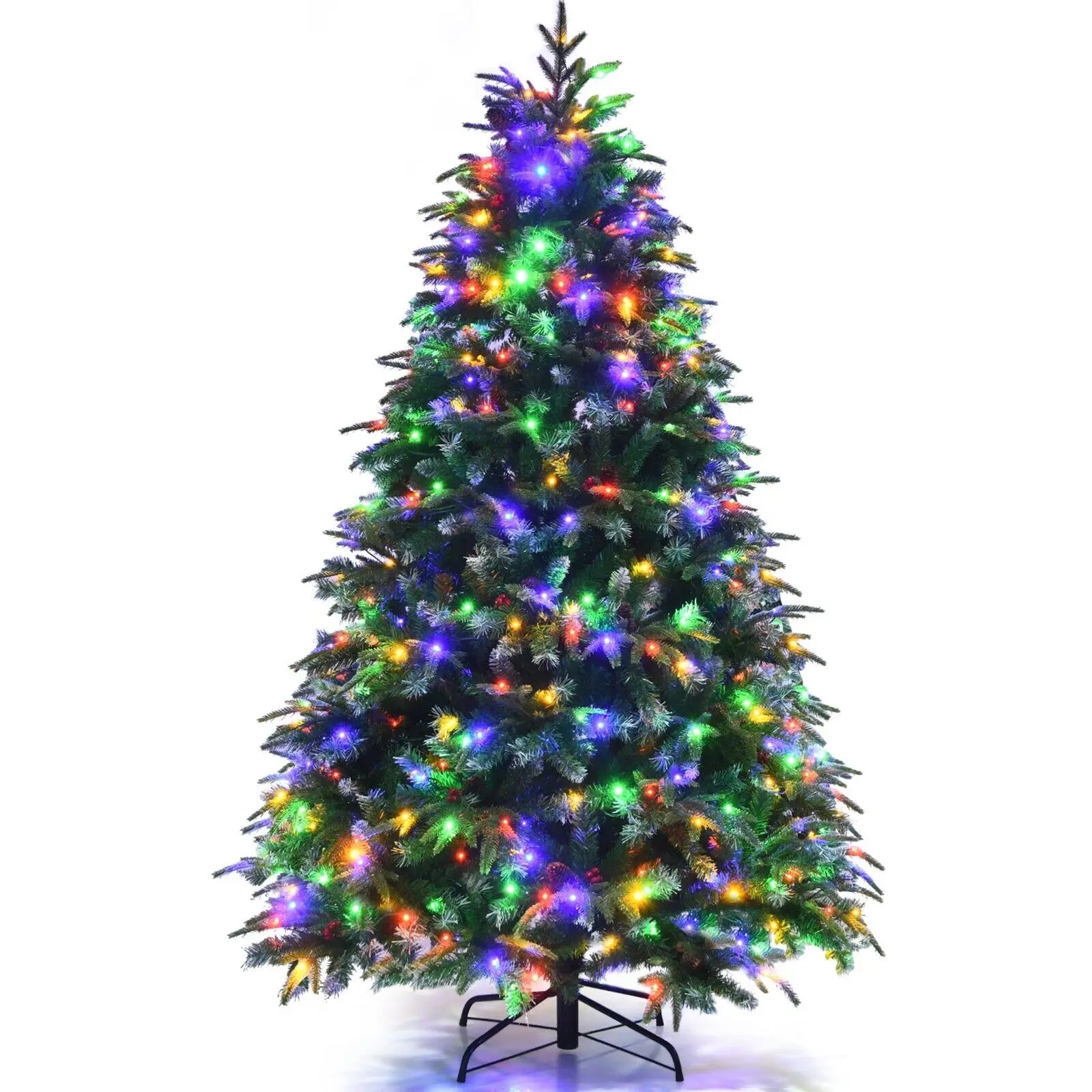 DORTALA 6FT Pre-Lit Artificial Christmas Tree Snowy Xmas Tree 350 LED 11 Lighting Modes