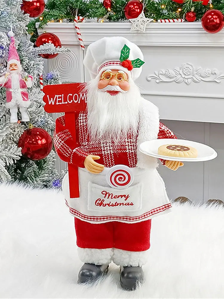 12 inch Christmas Standing Chef Santa Claus Merry Christmas Decoartions For Home Xmas Ornaments Navidad Party Supplies Noel 2023