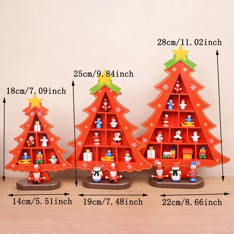 Christmas Decorations DIY Wooden Xmas Tree Table Desktop Ornaments Wood 3D Christmas Tree Craft For Navidad New Year Kids Gifts